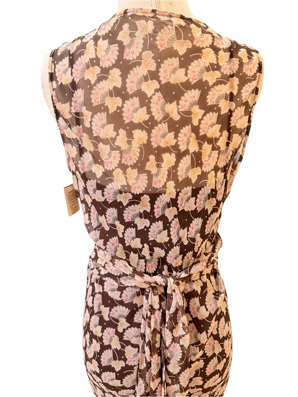 DVF Diane Von Furstenberg 100% Silk Fan Pattern V-Neck Floral Midi Dress Sz 10 - Picture 9 of 13